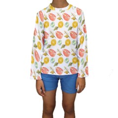 Citrus Gouache Pattern Kids  Long Sleeve Swimwear by EvgeniaEsenina