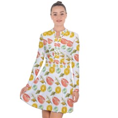 Citrus Gouache Pattern Long Sleeve Panel Dress by EvgeniaEsenina