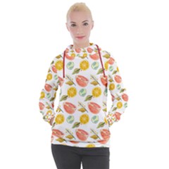 Citrus Gouache Pattern Women s Hooded Pullover by EvgeniaEsenina