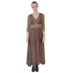 Brown Alligator Leather Skin Button Up Maxi Dress by LoolyElzayat