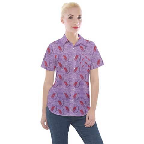 Tropical Flower Forest Of Ornate Colors Women s Short Sleeve Pocket Shirt by pepitasart