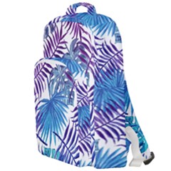 Blue Tropical Leaves Double Compartment Backpack by goljakoff