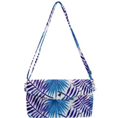 Blue Tropical Leaves Removable Strap Clutch Bag by goljakoff