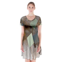 Geometry Diamond Short Sleeve V-neck Flare Dress by Sparkle