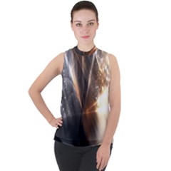 Digital Geometry Mock Neck Chiffon Sleeveless Top by Sparkle