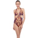 Sun Fractal Halter Front Plunge Swimsuit View1