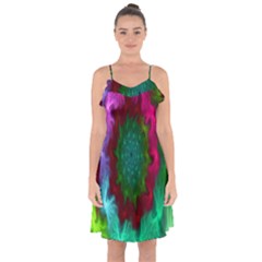 Rainbow Waves Ruffle Detail Chiffon Dress by Sparkle