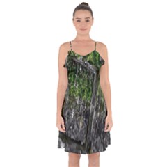 Green Glitter Squre Ruffle Detail Chiffon Dress by Sparkle