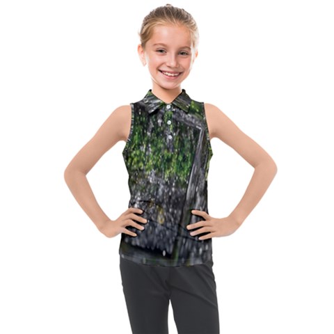 Green Glitter Squre Kids  Sleeveless Polo Tee by Sparkle