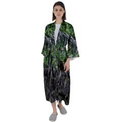 Green Glitter Squre Maxi Satin Kimono by Sparkle