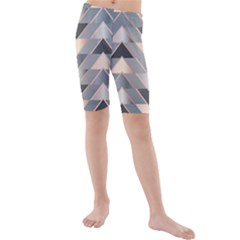 Modern Triangles Kids  Mid Length Swim Shorts by LoolyElzayat