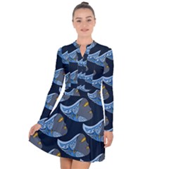 Queen Fish Doodle Art Long Sleeve Panel Dress by tmsartbazaar