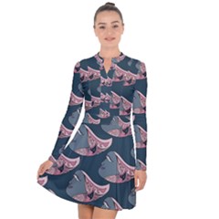 Doodle Queen Fish Pattern Long Sleeve Panel Dress by tmsartbazaar