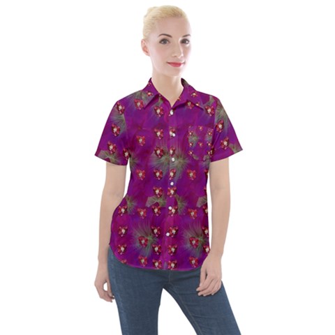 Beautiul Flowers On Wonderful Flowers Women s Short Sleeve Pocket Shirt by pepitasart