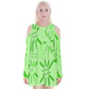 Electric Lime Velvet Long Sleeve Shoulder Cutout Dress View1