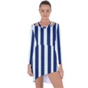 Navy in Vertical Stripes Asymmetric Cut-Out Shift Dress View1