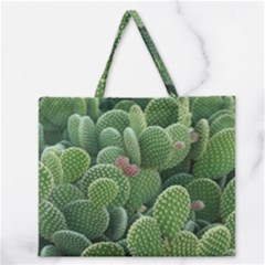 Green Cactus Zipper Large Tote Bag by Sparkle