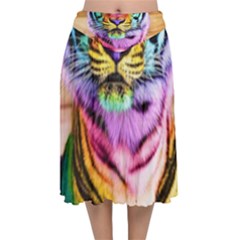 Rainbowtiger Velvet Flared Midi Skirt by Sparkle