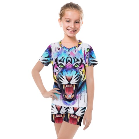 Butterflytiger Kids  Mesh Tee And Shorts Set by Sparkle