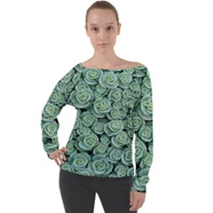 Realflowers Off Shoulder Long Sleeve Velour Top by Sparkle