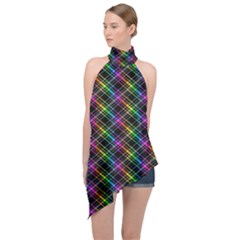 Rainbow Sparks Halter Asymmetric Satin Top by Sparkle