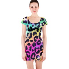 Animal Print Short Sleeve Bodycon Dress by Sparkle