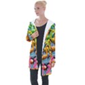 Rainbow Flamingos Longline Hooded Cardigan View1