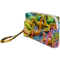 Rainbow Flamingos Wristlet Pouch Bag (small) by Sparkle