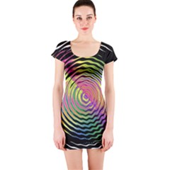 Rainbowwaves Short Sleeve Bodycon Dress by Sparkle