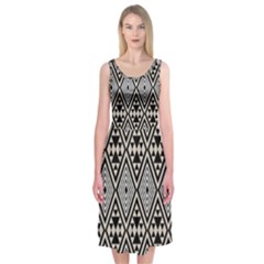 Abstract Boho Style Geometric Midi Sleeveless Dress by tmsartbazaar