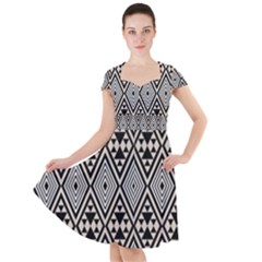 Abstract Boho Style Geometric Cap Sleeve Midi Dress by tmsartbazaar