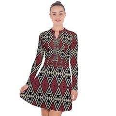 Motif Boho Style Geometric Long Sleeve Panel Dress by tmsartbazaar