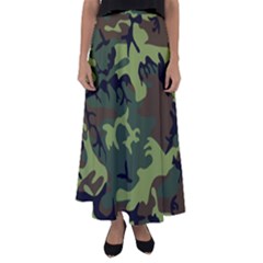 Forest Camo Pattern, Army Themed Design, Soldier Flared Maxi Skirt by Casemiro