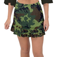 Forest Camo Pattern, Army Themed Design, Soldier Fishtail Mini Chiffon Skirt by Casemiro