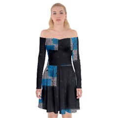 Abstract Tiles Off Shoulder Skater Dress by essentialimage