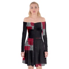 Abstract Tiles Off Shoulder Skater Dress by essentialimage