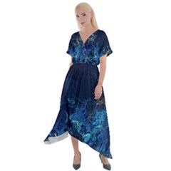  Coral Reef Cross Front Sharkbite Hem Maxi Dress by CKArtCreations