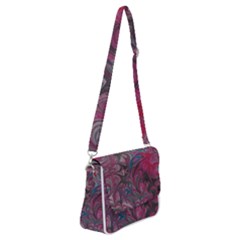 Marbling Ornate Shoulder Bag With Back Zipper by kaleidomarblingart