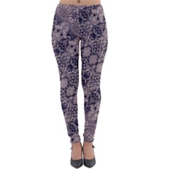 Violet Textured Mosaic Ornate Print Lightweight Velour Leggings by dflcprintsclothing