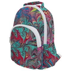 Psychedelic Marbling Patterns Iv Rounded Multi Pocket Backpack by kaleidomarblingart