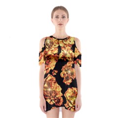 Copper Floral Shoulder Cutout One Piece Dress by Janetaudreywilson