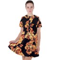 Copper Floral Short Sleeve Shoulder Cut Out Dress  View1