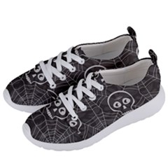 Skull And Spider Web On Dark Background Women s Lightweight Sports Shoes by FloraaplusDesign