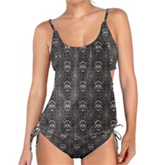 Skull And Spider Web On Dark Background Tankini Set by FloraaplusDesign