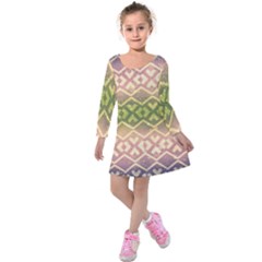 Ethnic Seamless Pattern Kids  Long Sleeve Velvet Dress by FloraaplusDesign