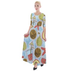 Tropical Pattern Half Sleeves Maxi Dress by GretaBerlin