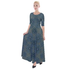 Decorative Wheat Wreath Stars Half Sleeves Maxi Dress by pepitasart