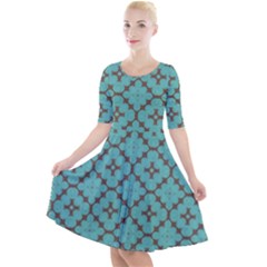 Tiles Quarter Sleeve A-line Dress by Sobalvarro