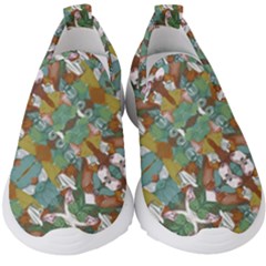 Multicolored Collage Print Pattern Mosaic Kids  Slip On Sneakers by dflcprintsclothing