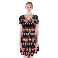 Halloween Short Sleeve V-neck Flare Dress by Sparkle